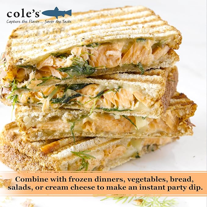 COLE'S SEAFOOD - Hand Packed Smoked Salmon in Olive Oil, Preservative Free Seafood, Canned Fish, High in Protein and Omegas, 3.2 oz Can | Pack of 5