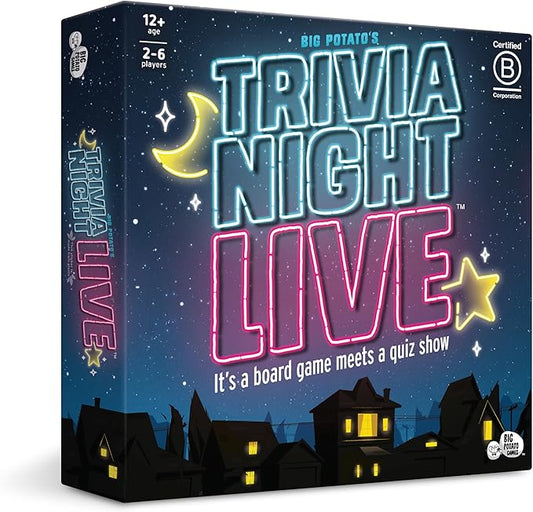 Trivia Night Live: Host Your Own Quiz Show, New Board Game for Families and Friends, Family Board Game, 2-6 Players, Age 12+
