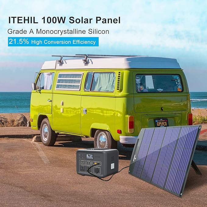 ITEHIL Solar Panel, 100W 18 Volt Monocrystalline Solar Panel Kits, Portable High Efficiency Solar Panel Charger, Foldable Solar Power Backup with USB 3.0/USB 2.0/DC Output for Home, Camping, RV…
