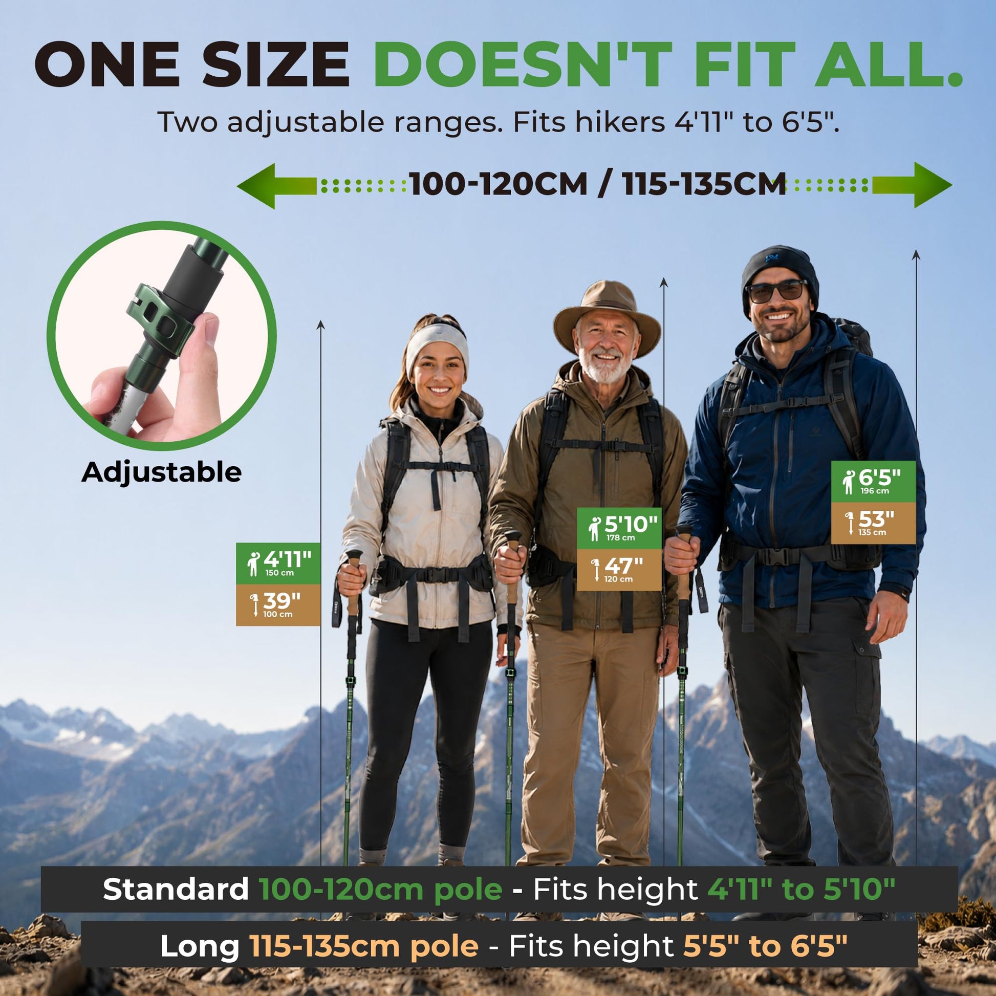 Trekology Trek-Z Collapsible Hiking & Trekking Poles - Balance Support for Seniors, Women, and Men
