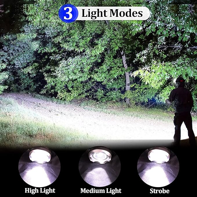 LED Headlamp USB Rechargeable, Head Lamp Super Bright 1000 High Lumen with 3 Modes, Zoomable, Waterproof Headlight for Camping Hunting Running Fishing Biking