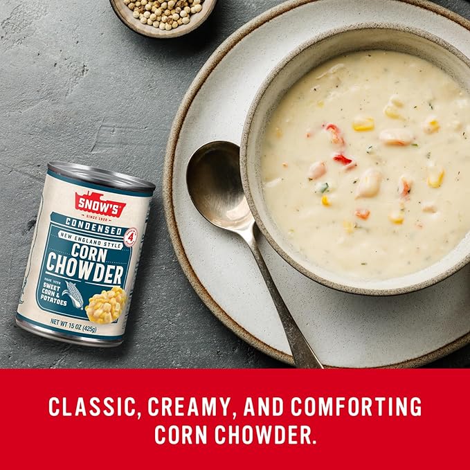 Snow's Condensed Corn Chowder, 15 oz Can (Pack of 12) - Creamy and Comforting Chowder with Corn, Spices and Hearty Potatoes