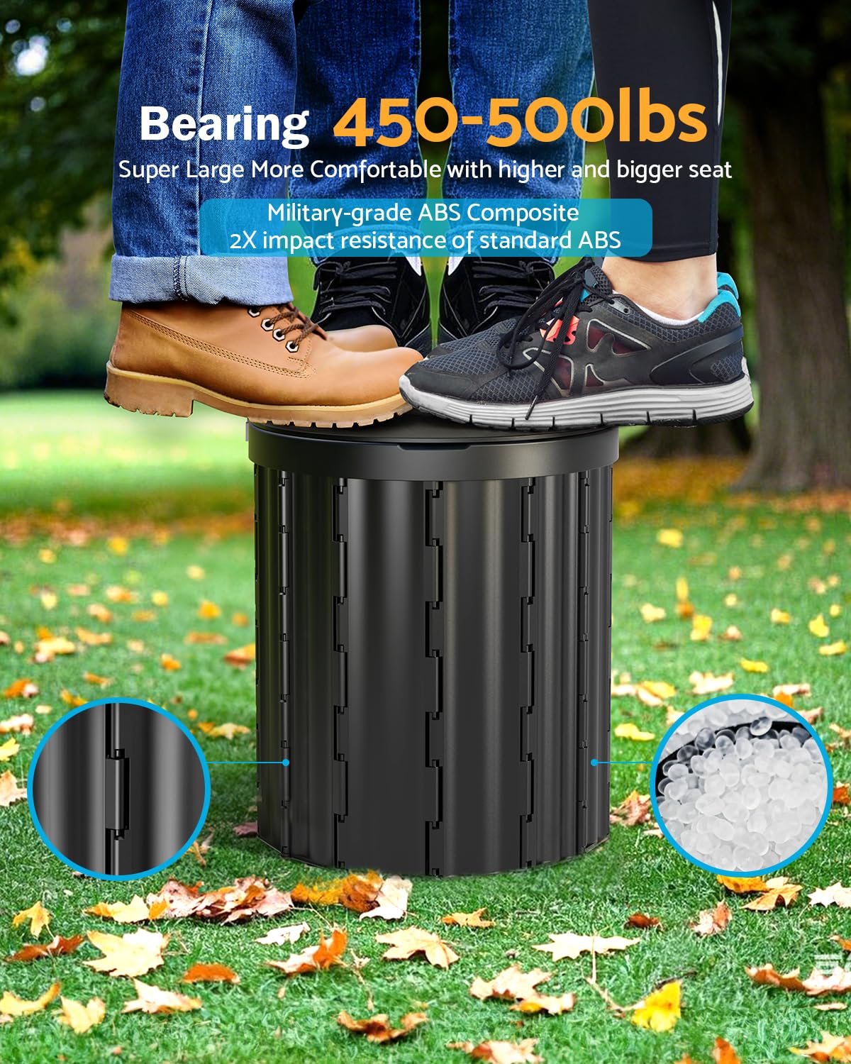 Portable Toilet, Upgraded 15'' toilet With Removable Paper Holder, Camping Toilet With A Load