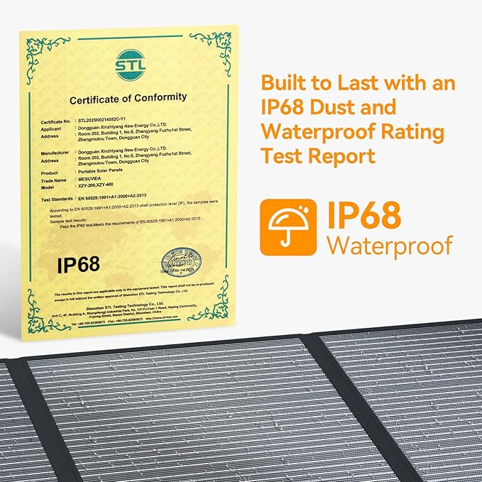 400 Watt Portable Folding Solar Panels IP68 Waterproof ETFE Coating 41V MC4 Output for Power Stations Solar Generator Camping Off-Grid RV Emergency Backup