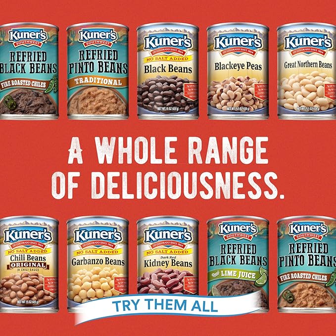 Kuner?™s No Salt Added Canned Pinto Beans, Plant Protein and Fiber, Gluten Free, Vegan, Fat Free, 12 Pack of 15.5 oz Cans