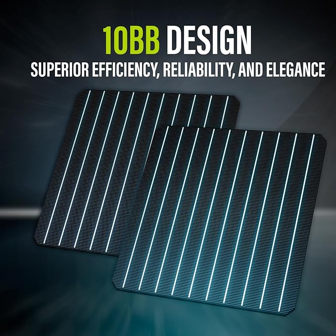 Newpowa Bifacial 100 Watt 12 Volt Solar Panel, 10BB Monocrystalline Double-Side 25% High-Efficiency Module PV Power for Homes Sunsheds Boat RV and Other Off-Grid Applications, Black Frame