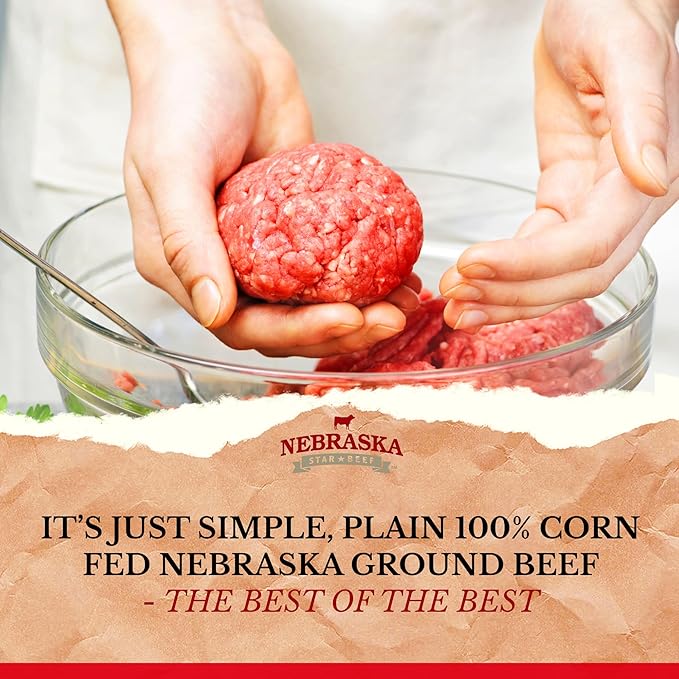 Nebraska Star Beef Angus Ground Beef (10-1lb packages) -Prestige, ground beef, frozen hamburger, hamburger patties, frozen burger, ground beef 80/20