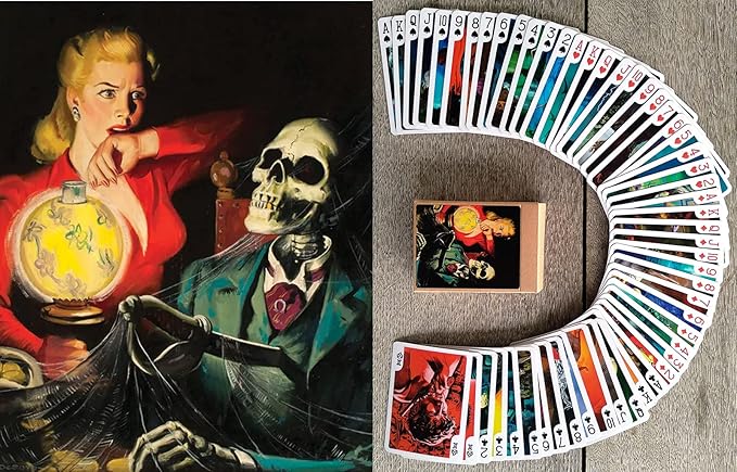 Horror Playing Cards (Poker Deck 54 Cards All Different) Vintage Horror Action Comics Pulp Fiction Scary Spooky Halloween