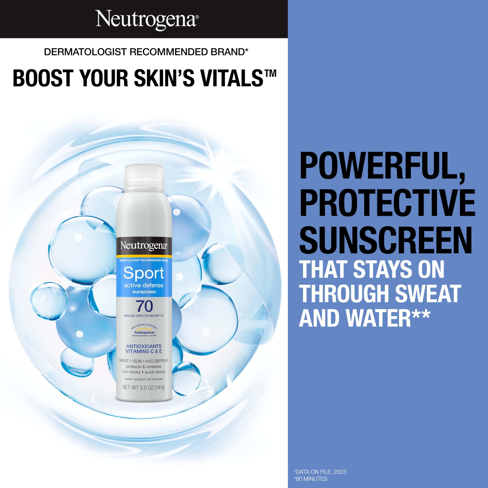 Neutrogena Sport Active Defense Sunscreen Spray SPF 70, 2 x 5 oz