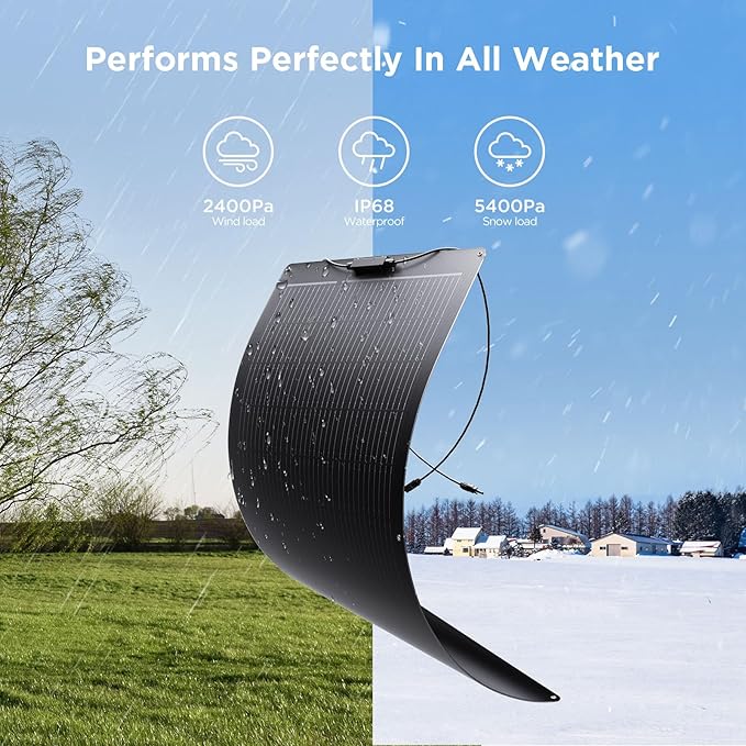 400 Watt Flexible Solar Panel, 4PCS 100 Watt 12/24V/36V/48V RV Solar Panel Kit, Callsun 23% High Efficiency 182 PERC IP68 Waterproof Solar Panels for Offgrid RV Living Campervans Boat (Black)