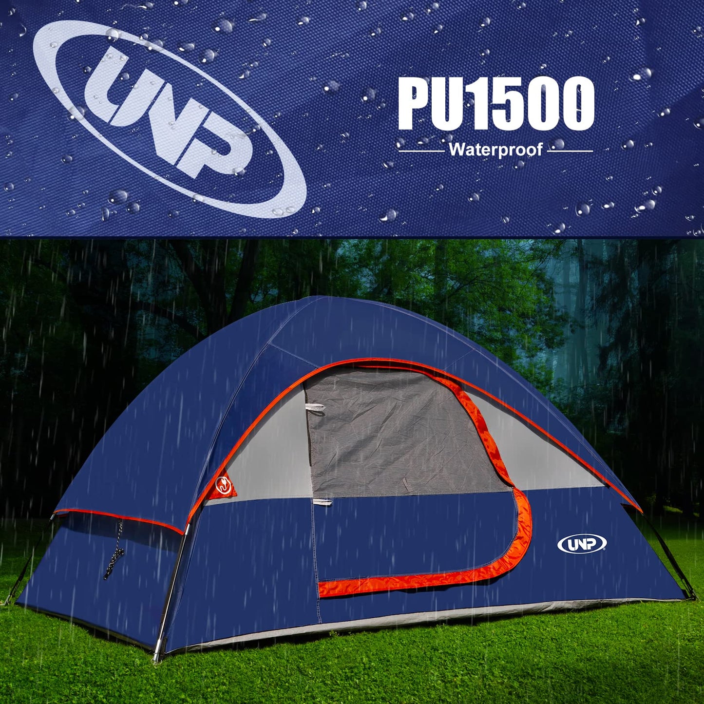 UNP 2 Person Camping Tent Waterproof Family Dome Tent Outdoor