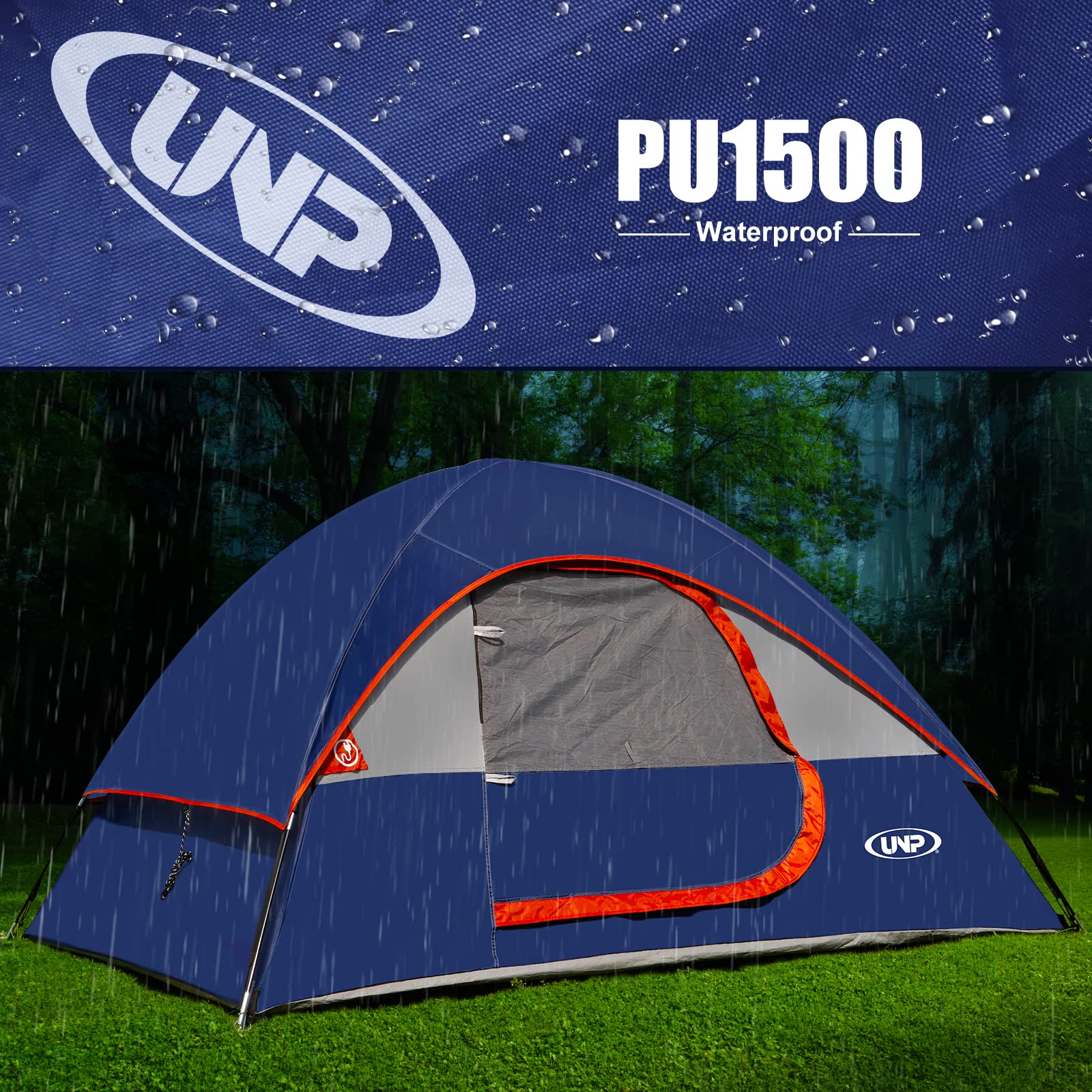 UNP 2 Person Camping Tent Waterproof Family Dome Tent Outdoor