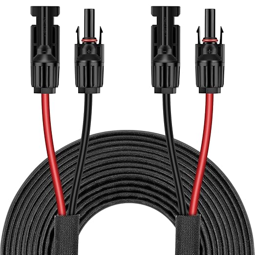 30FT 12AWG Solar Panel Extension Cable with Female and Male Connectors, Solar Cable for Solar Panels, Charge Controllers and Solar Generator (12AWG, 30FT)