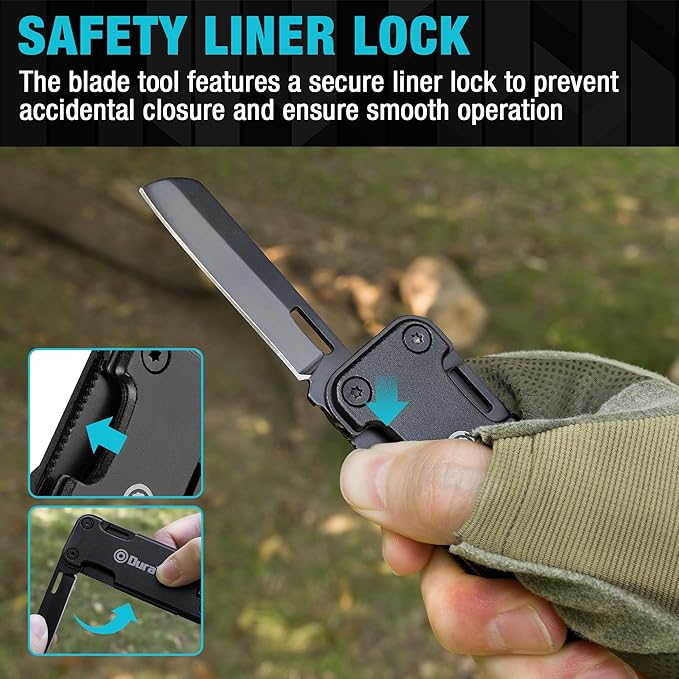 DuraTech 16-in-1 Multitool Knife, Compact EDC Pocket Tool with Locking Blade, Magnetic Bit Holder, 6 S2 Screwdriver Bits, Bottle Opener & Rope Cutter ??Ideal for Camping, Hiking, Survival