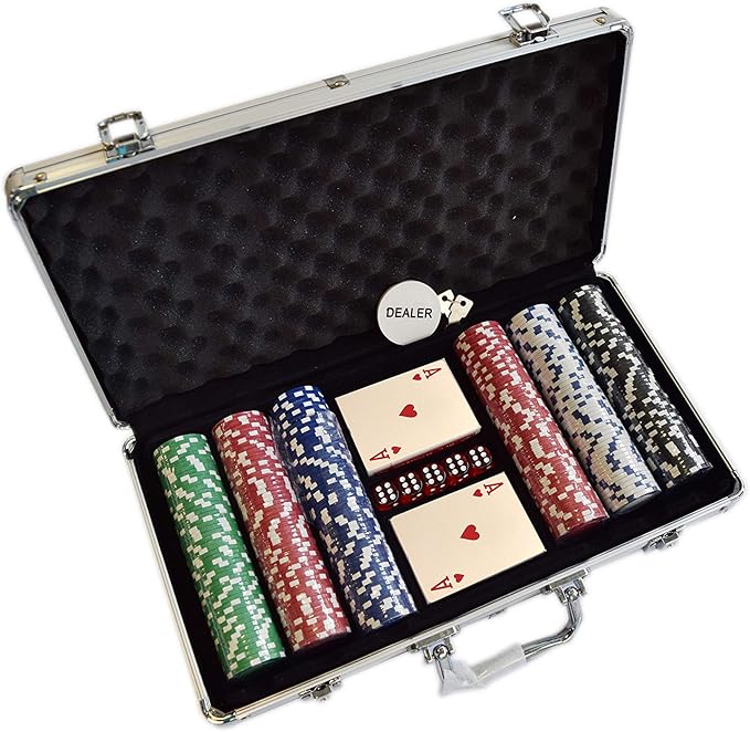 HAN'S DELTA Poker Chip Set 11.5 Gram for Texas Holdem, Blackjack, Casino Gambling with Aluminum Case, Cards, Dealer Button (Choose 300 or 500 Chips Set)