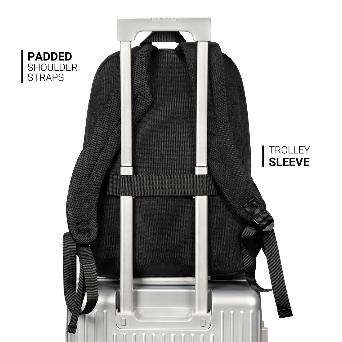 ZORFIN 26L Black Backpack for College, and Travel: Water Resistant Bookbag
