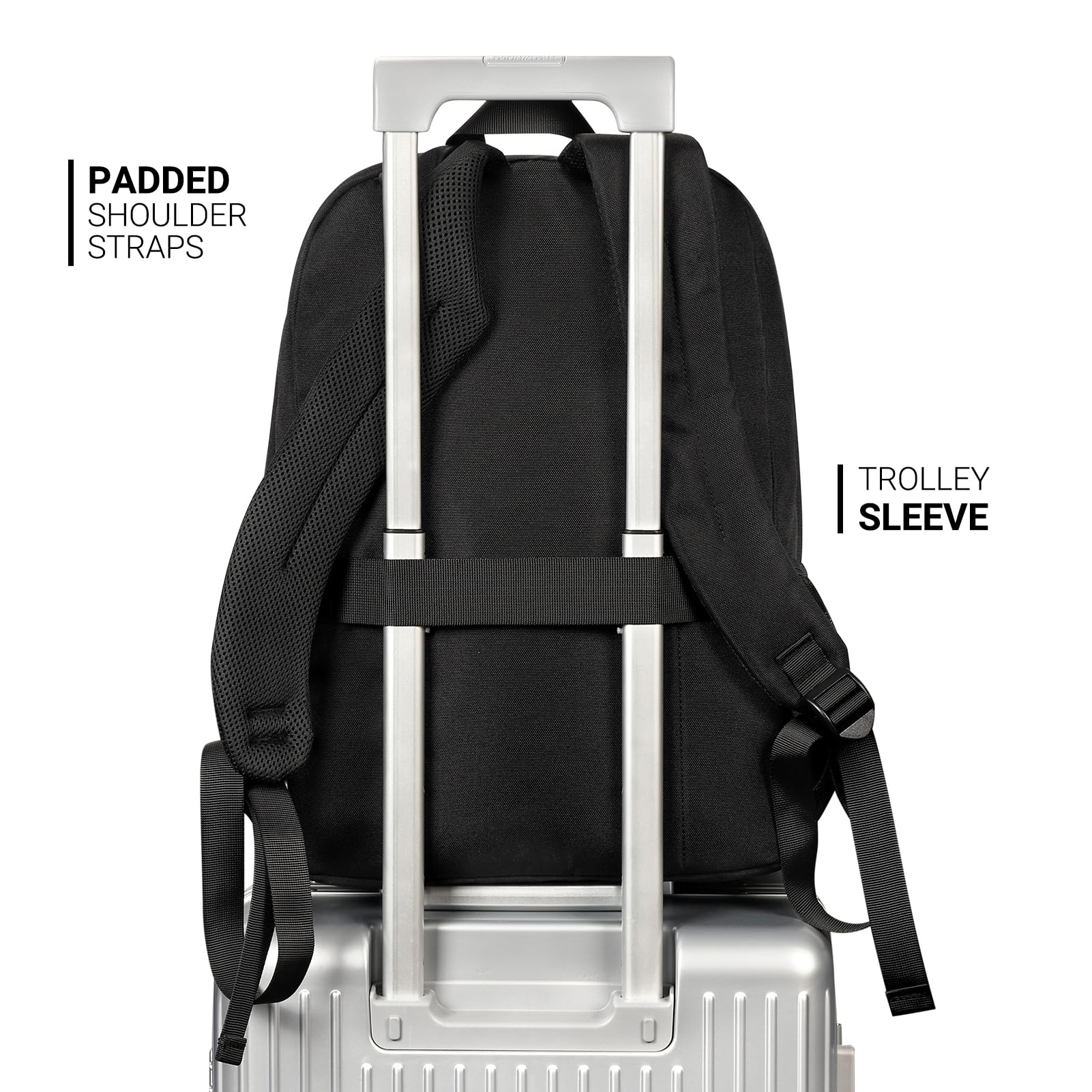 ZORFIN 26L Black Backpack for College, and Travel: Water Resistant Bookbag