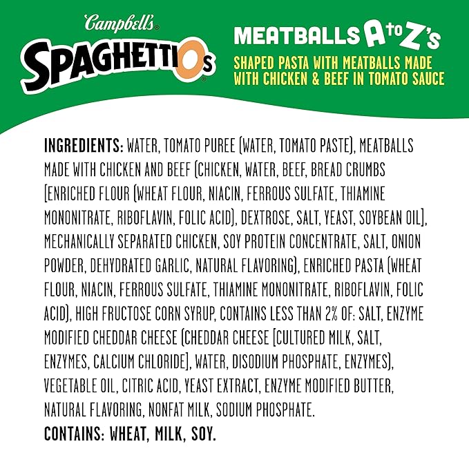 SpaghettiOs A to Z's Canned Pasta with Meatballs, 15.6 oz Can (Pack of 6)