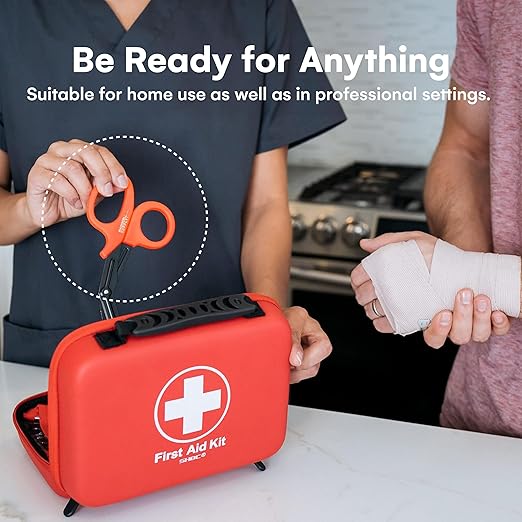 Madison Supply Medical Scissors - 7.5 Inch Stainless Steel Trauma Shears - Fluoride-Coated Non-Stick Scissors for EMT, Nurses, and First Aid Kits - 2 Pack, in 2 Colors, Black, Orange