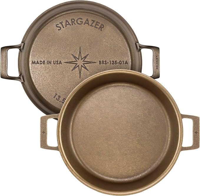 Stargazer 13.5-Inch Cast Iron Skillet | Made in USA, Seasoned, Premium Frying Pan for Grilling, Searing, Baking & More ??Durable Cast Iron with Smooth Cooking Surface