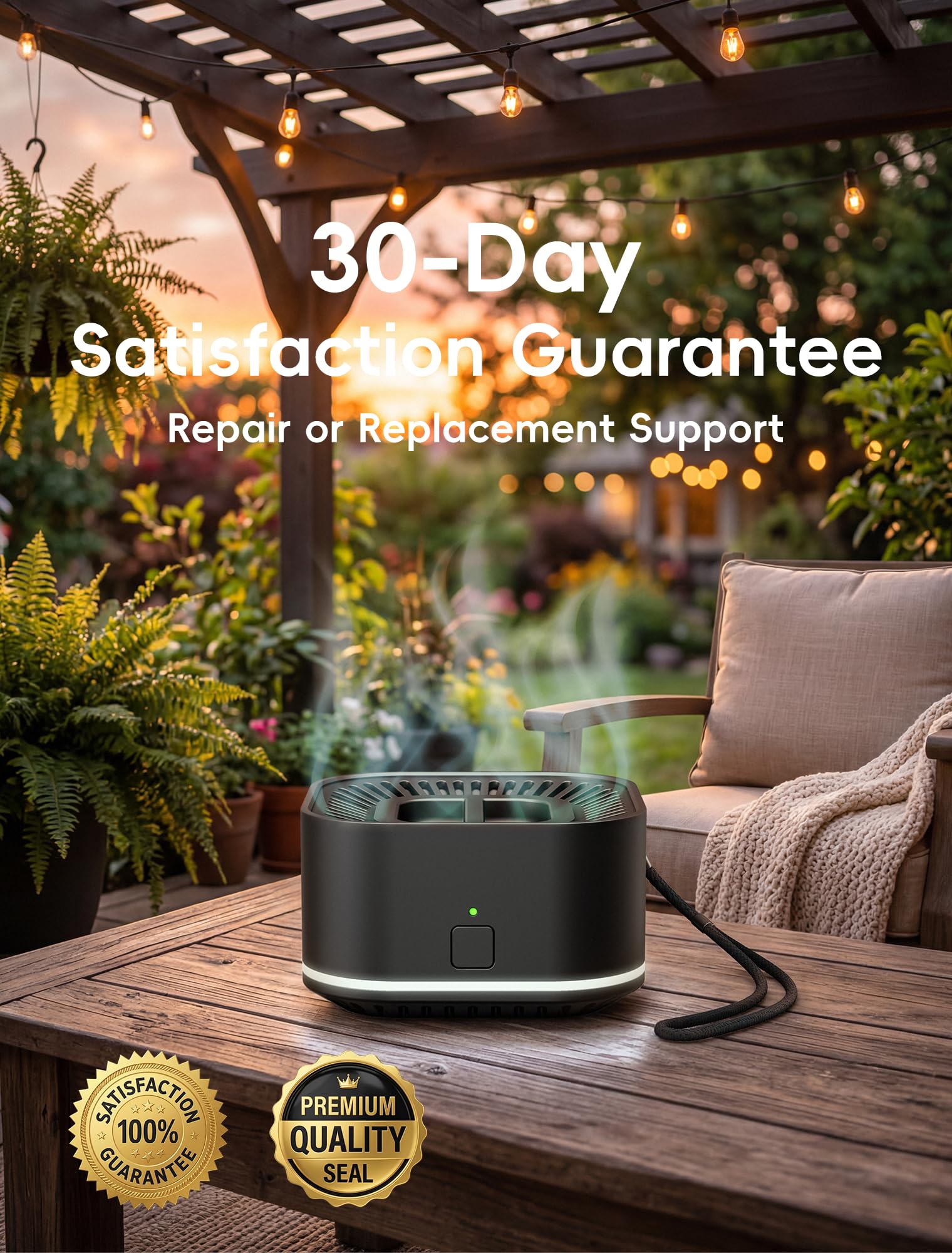 BuggyBands Rechargeable Mosquito Repellent Outdoor Patio, 2 Refills