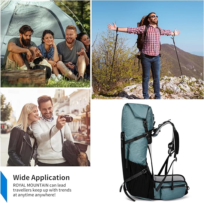 Hiking Backpack,40L to 50L Extra Large Capacity Hiking Bag,Internal Frame Camping Backpack,Upgraded X-PAC Lightweight Sport Daypack Travel Backpack Fit For Mountain Climbing Camping(Grey Green)