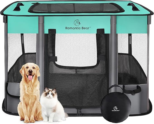 40x32x24 Inches Dog Playpen,Pet Playpen,Foldable Puppy Cat Playpen,Portable Exercise Kennel Tent Crate,Water-Resistant Breathable Shade Cover,Indoor Outdoor Travel Camping Use for Small Animals(L)