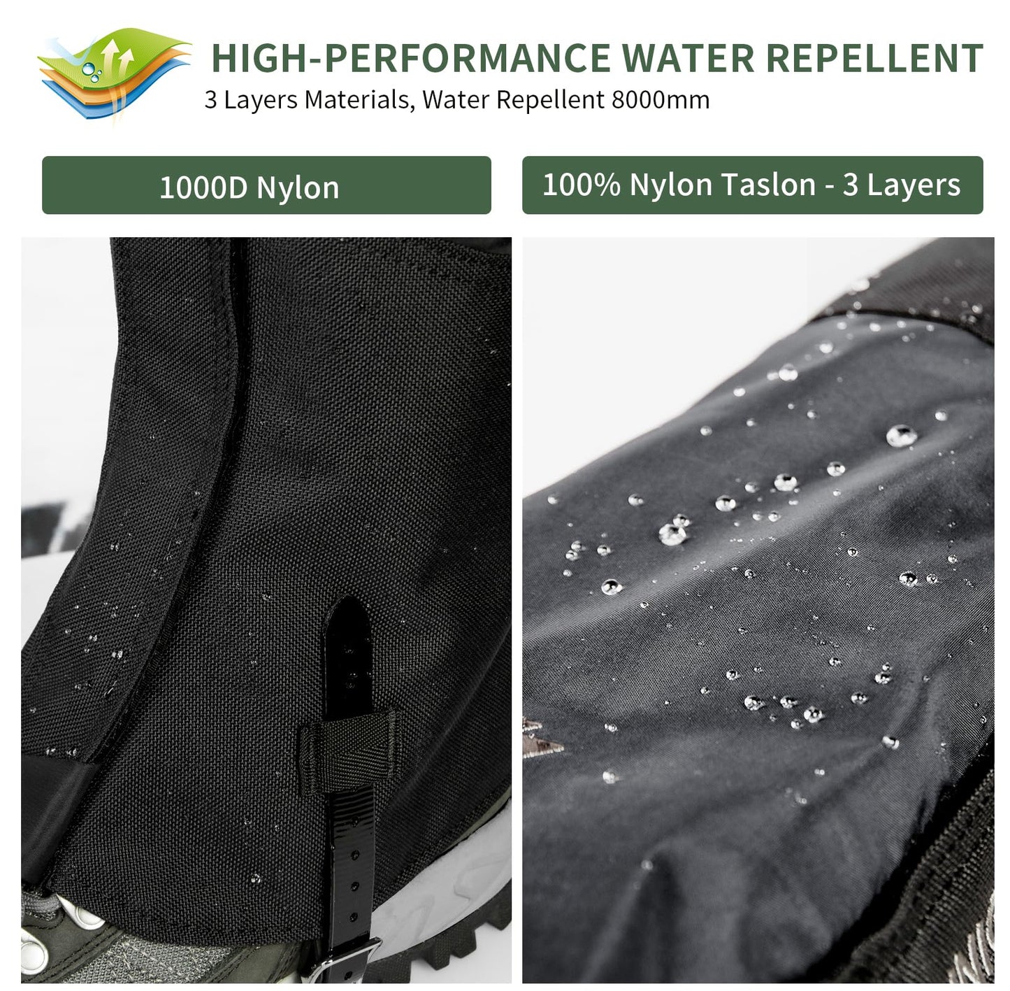 Unigear Leg Gaiters, 1000D Waterproof Boot Gaiters for Hiking Snow Hunting