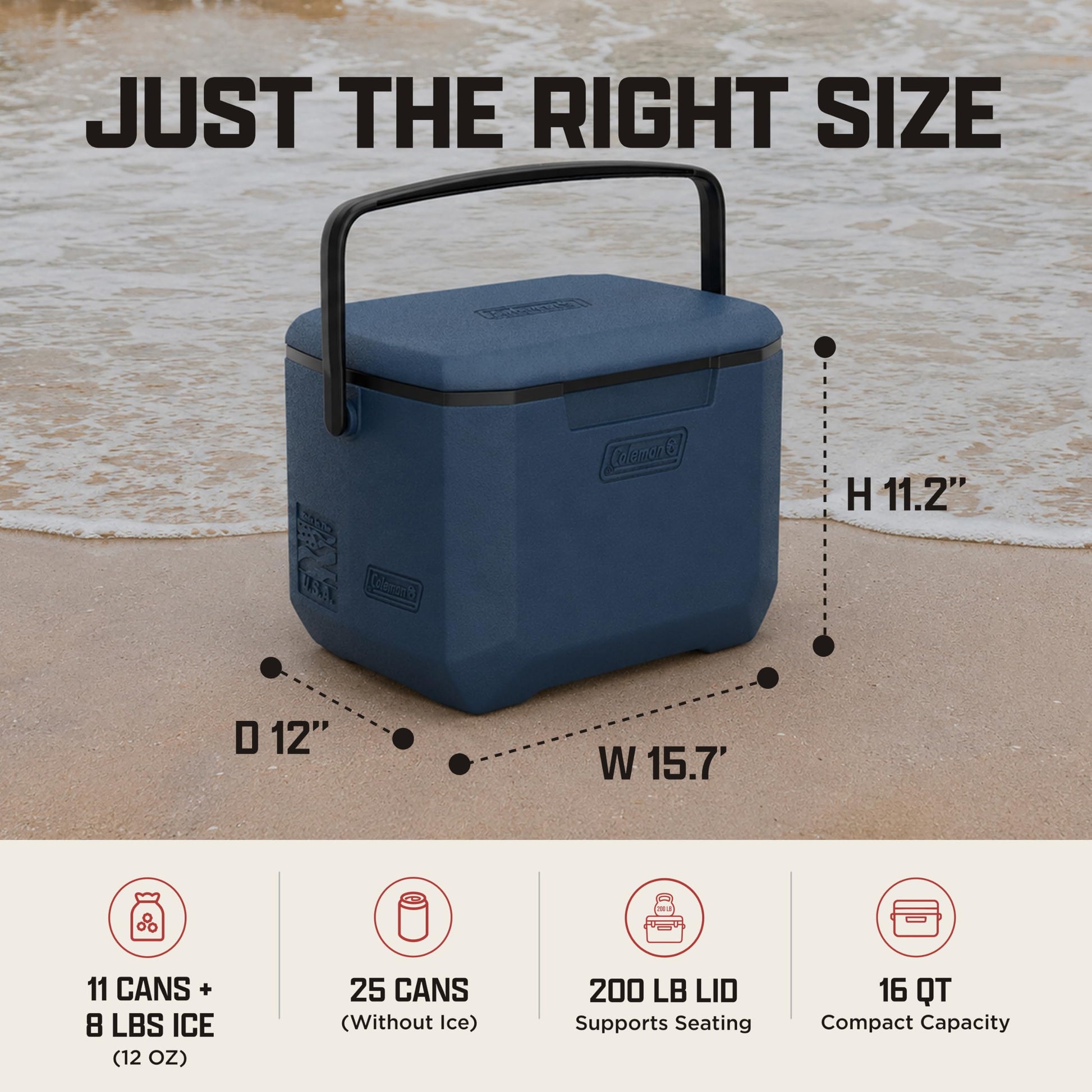 Coleman Chiller 16qt Portable Cooler with Ice Retention and 2-Way Heavy Duty Handles, Leak