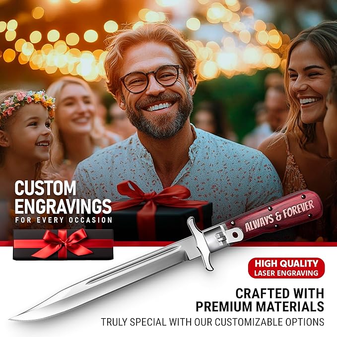 Custom Knife for Men and Women - Personalized Idea Gifts - Engraved Gifts for Dad Husband Boyfriend Wife Girlfriend - Customized Unique Knives for Birthday Anniversary 12 KG PS