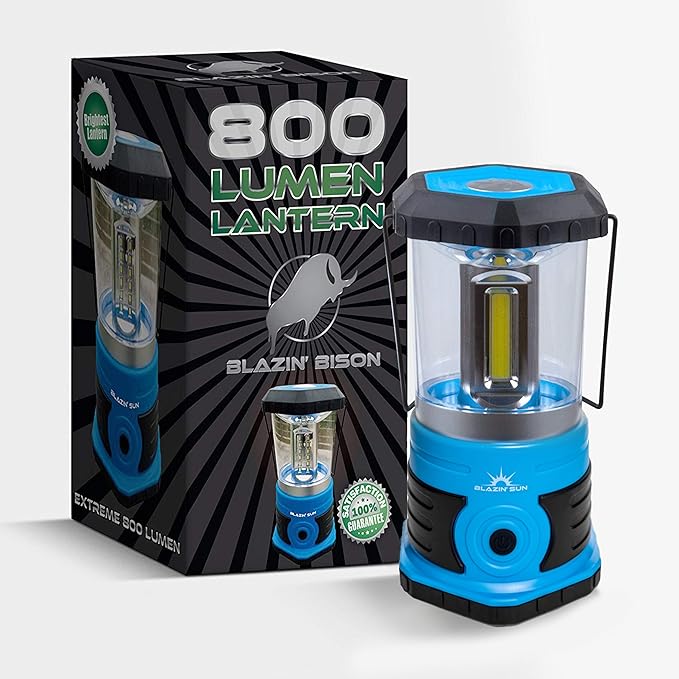 Blazin' Sun 800 | Brightest Lanterns Battery Powered LED Camping and Emergency | Hurricane, Storm and Power Outages (Blue)