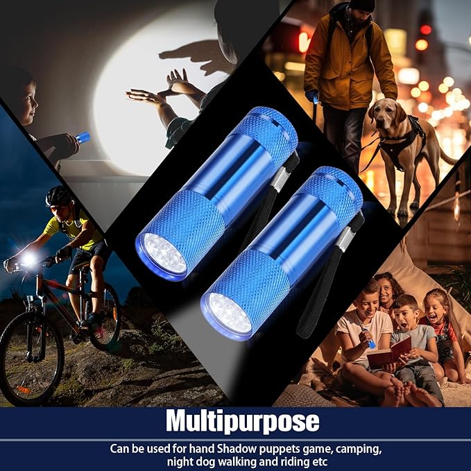 VIHOSE 32 Pcs Mini Flashlights Bulk, Bright Aluminum Handheld Flash Light with Lanyard Small LED Flashlights for Night Reading Emergency Hurricane Camping Hiking, Batteries Not Included(Blue)