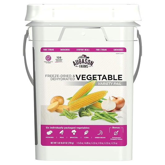Augason Farms Freeze Dried Vegetable Variety Pail, Emergency Food Supply, Everyday Meals, 109 Servings