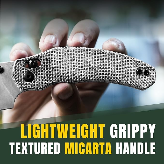 Kizer Bulldog Folding Pocket Knife, 3" Sheepsfoot Blade Folding Knife, 154CM Steel Micarta Handle Pocket Knife, Small EDC Knife for Outdoor Indoor Camping Hunting Fishing Survival V3672C2