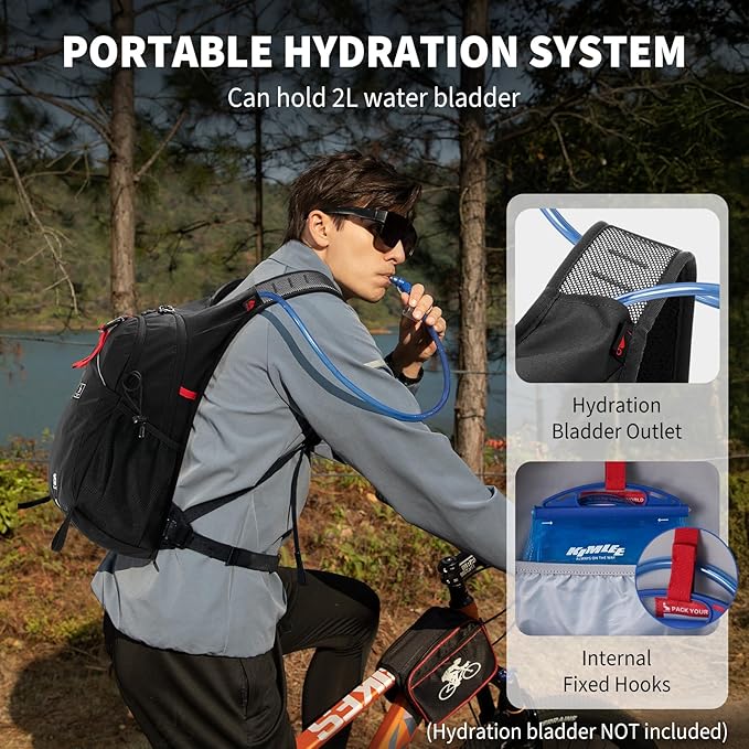 OIWAS Small Hiking Backpack - 15L Hiking Backpacks Water Resistant Camping Backpack Lightweight Hiking Daypack with Hydration Bladder Outlet