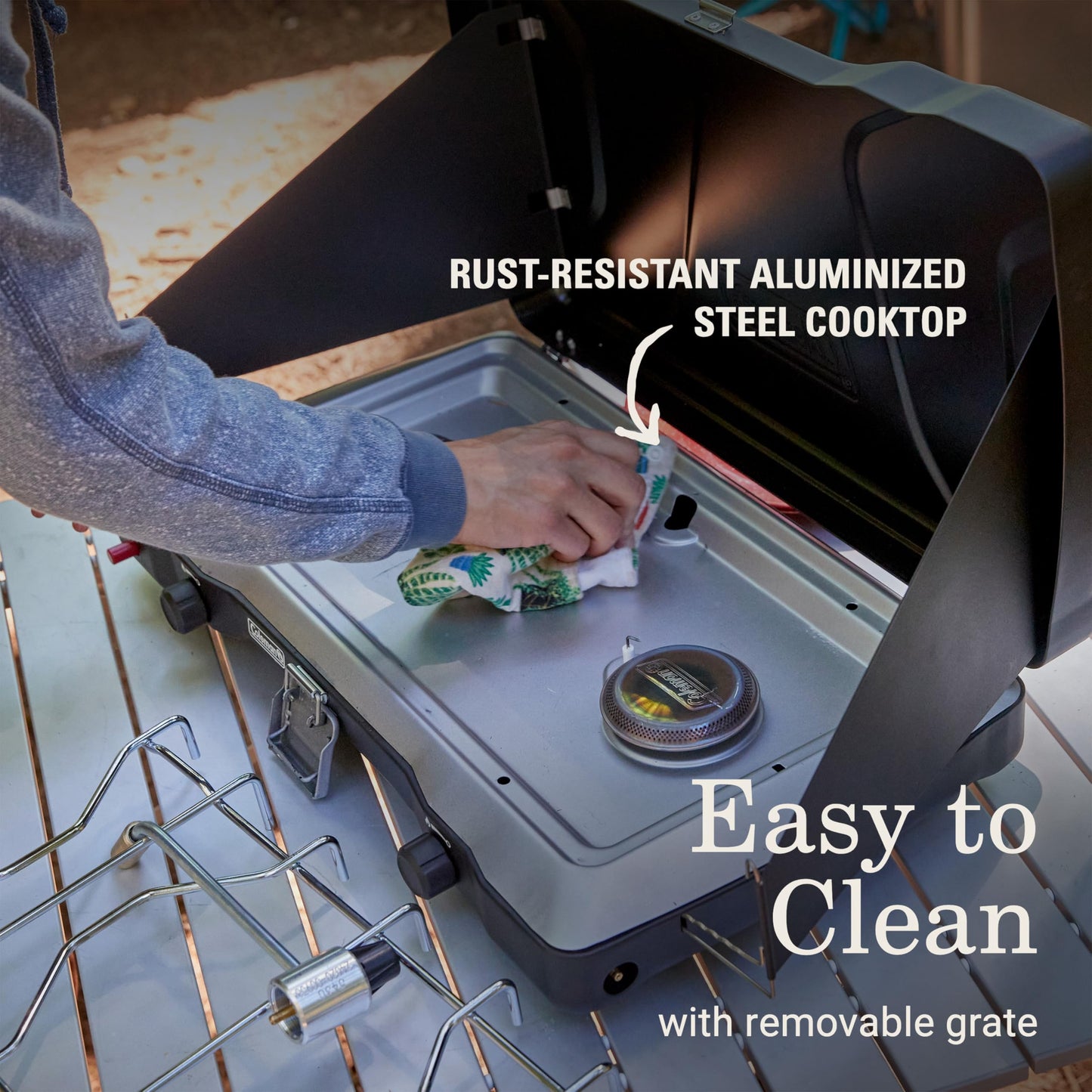 Coleman Triton+ 2-Burner Propane Camping Stove with InstaStart Ignition, Portable Camping Cooktop