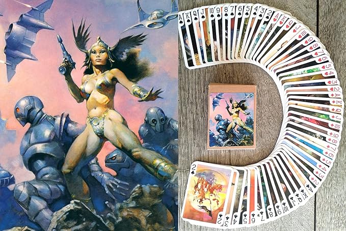 SciFi FANSTASY Playing Cards (Poker Deck 54 Cards All Different) Vintage Retro Fantasy SciFi Magazine Covers Comic Art by Frank Frazetta