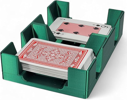 Deluxe Playing Card Tray or Caddy for Card Games Like Canasta, Rummy, UNO and More - Cardian Brand cardholder/Caddy with Felted Bottom - Non-Swivel - Made in USA (Emerald Green Silk)