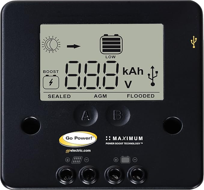 Go Power GP-PSK-90 90W Portable Folding Solar Panel Kit, 10 Amp Solar Controller, Adjustable Folding Legs, SAE & XLR Plug Adapters, Includes Heavy Duty Carrying Case