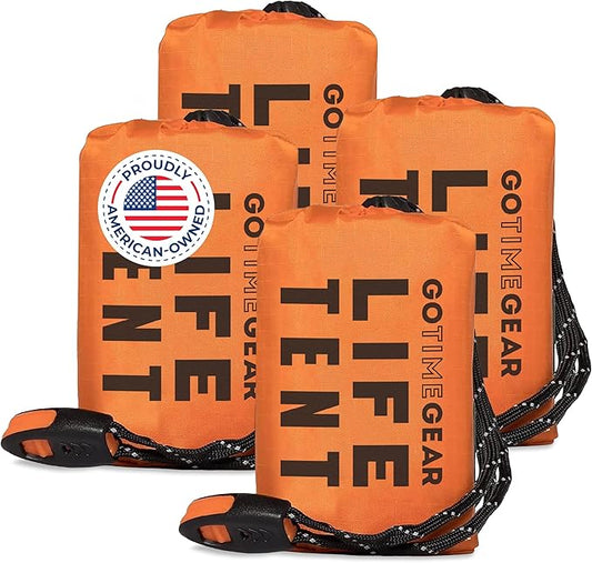 Go Time Gear Survival Life Tent ??2 Person Mylar Emergency Shelter Tube Tent + Paracord ??All-Weather Protection for Camping, Hiking, & Survival Kits ??Includes Emergency Whistle