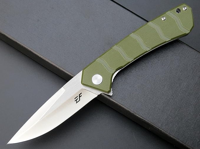 Eafengrow EF234 Folding Knife D2 Steel Blade G10 Handle EDC Tool Knives for Outdoor Working Camping Fishing(green)