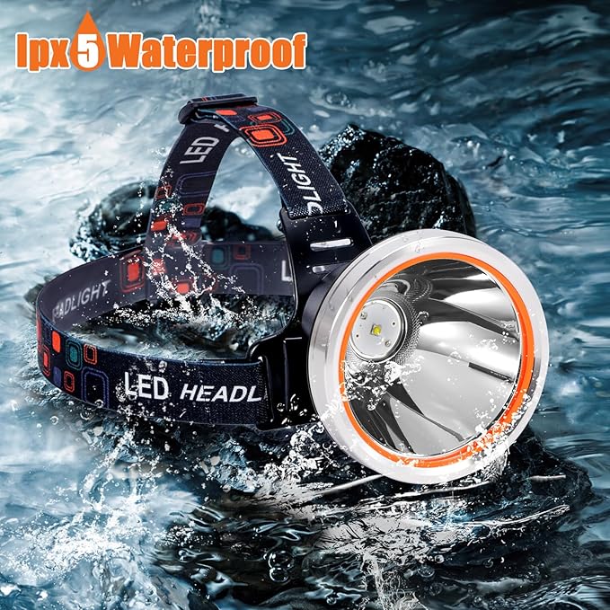 Coon Hunting Light Powerful Headlamp Super Bright LED Spotlight Rechargeable Head Torch Waterproof Flashlight for Outdoor Night Hunting, Camping, Fishing, Hiking, Running, Garden Work