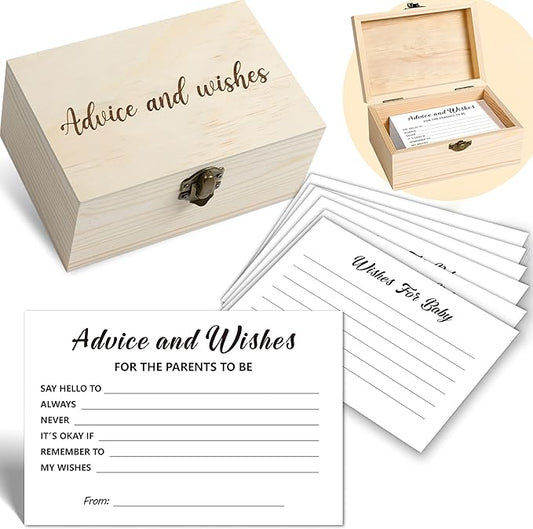 50 Pcs Baby Shower Advice and Wishes Cards Box For Parents To Be - Advice For New Parents Baby Shower Decorations Girl and baby shower Games Boy, Wishes for baby Box BabyShower Ideas
