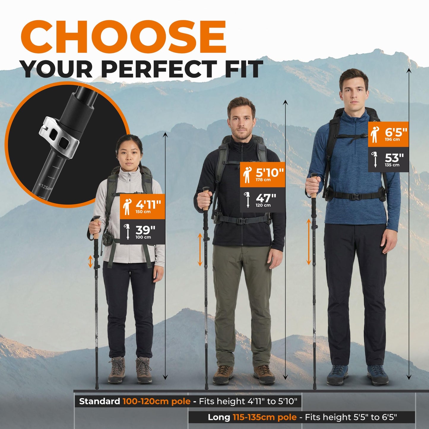 TREKOLOGY Trek-Z Collapsible Hiking & Trekking Poles - Balance Support for Seniors, Women, and Men