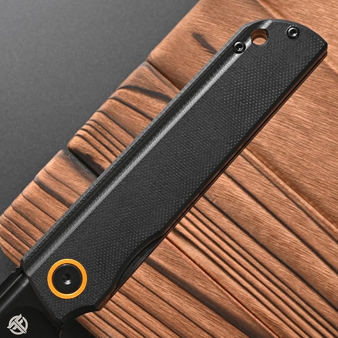 FF15 Folding Pocket Knife, AUS-10 Steel Blade G10 Handle EDC Tool Knife Pocket Clip for Men Women Outdoor Camping, Hunting, Survival(Black)