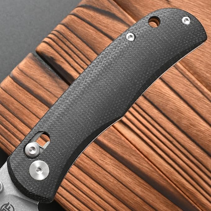 FF22 Folding Pocket Knife,VG10 Steel Blade Micarita Handle Full Tang Knife for Outdoor Activities Camping Hunting Fishing(Black)