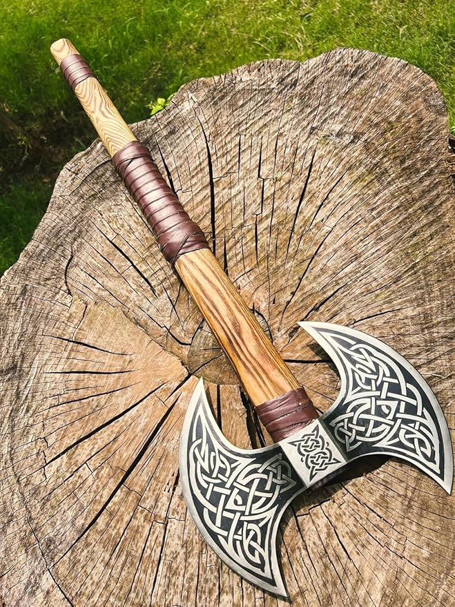 Dark WARRIOR Handmade Double Head Berserker Axe, Large Norse Double Blade, Hand Forged Steel, Forest Hewing Broad Hunting Dane
