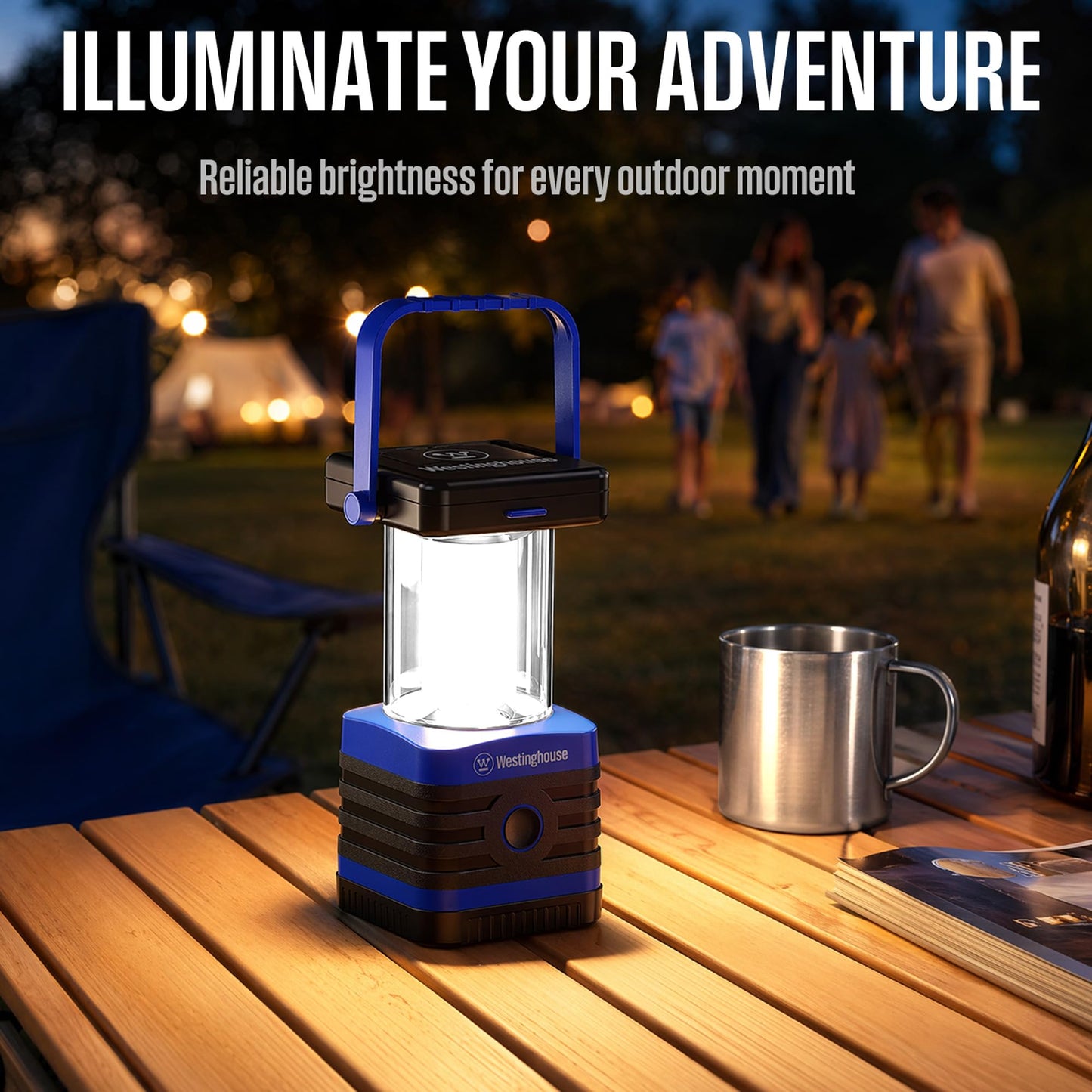 Solar Rechargeable Camping Lantern, 1000 Lumen LED Lantern, 5 Lighting Modes, IPX4 Water Resistant