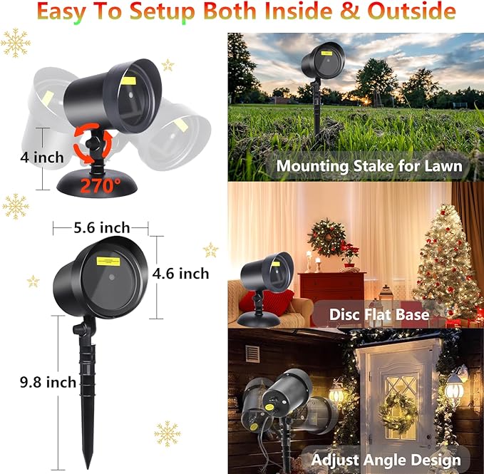 Christmas Laser Outdoor, Christmas Projector Light Outdoor Waterproof, Landscape Spotlight Red & Green Xmas Stars Show for Halloween, Holiday Decor for House, Party, Garden