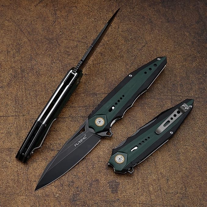 outdoor folding pocket knife 3.7 inch VG10 Steel Blade, G10 handle, titanium clip, EDC fin multi-purpose hunting knife, suitable for outdoor camping, hiking and fishing portable knife